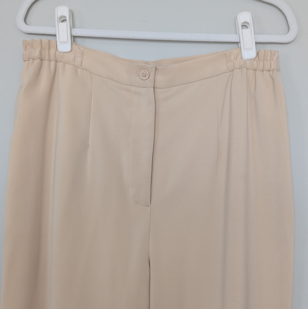 Ashro Cropped Drapy Lined Pull On Elastic Waist Pants Size 14 - Picture 4 of 10